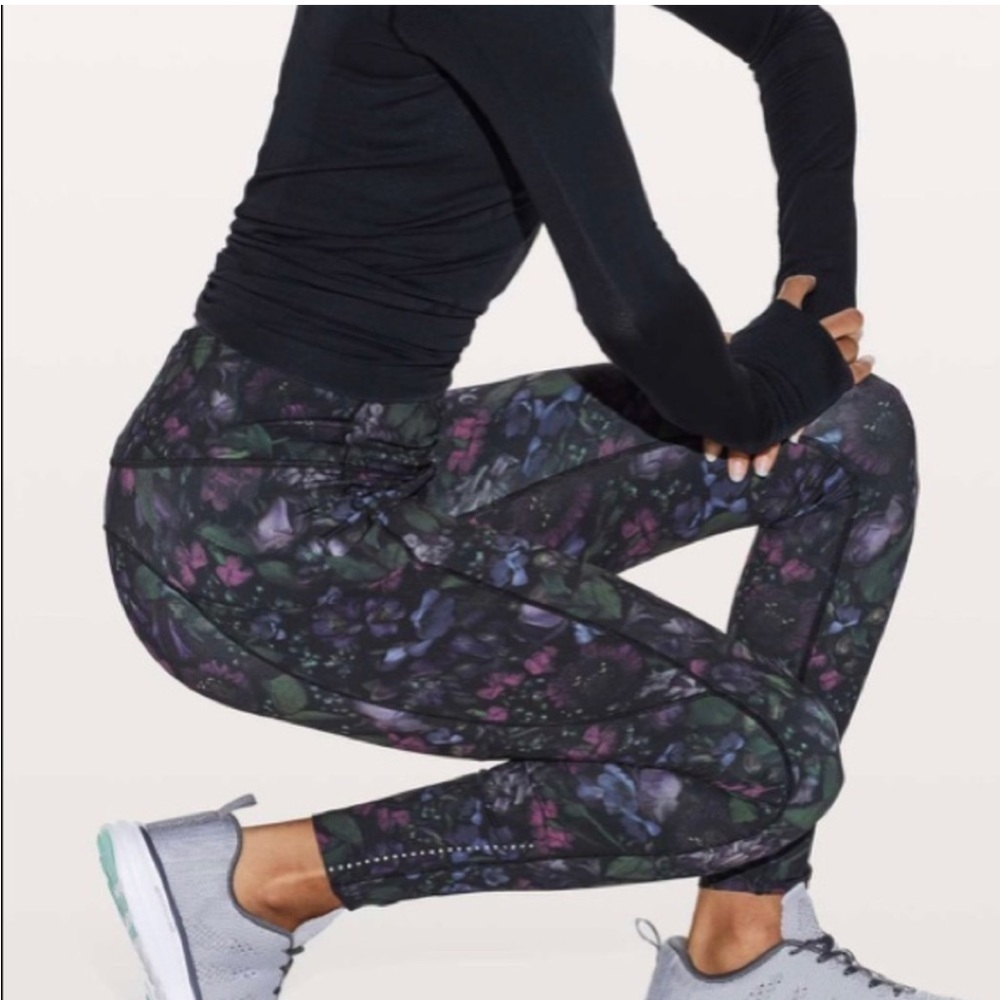 Lululemon Fast & Free 7/8 Tight II *Nulux 25" Frozen Flourish Multi Size 4